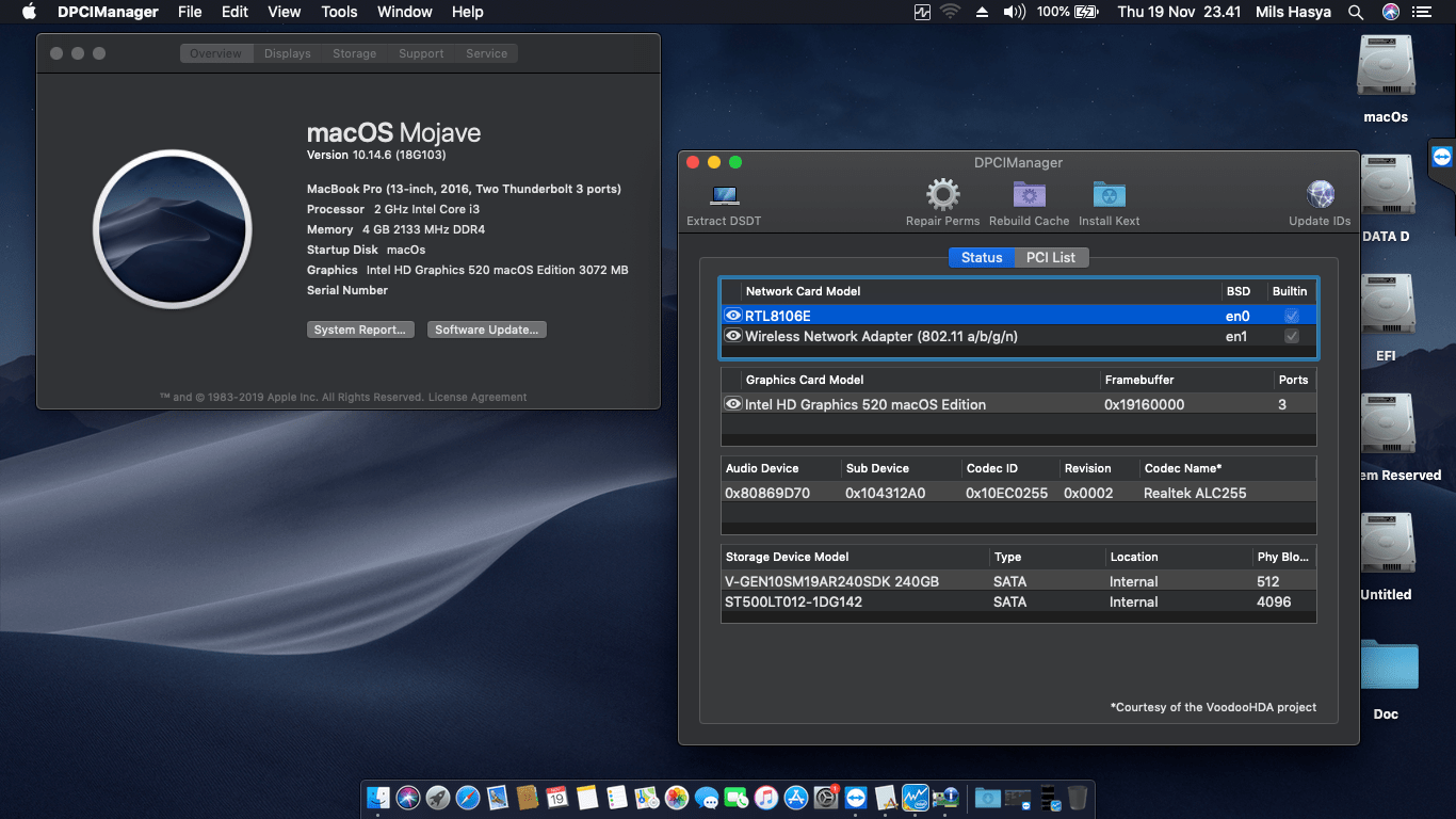 Success Hackintosh macOS Mojave 10.14.6 Build 18G103 in Asus X441UA-WX095T